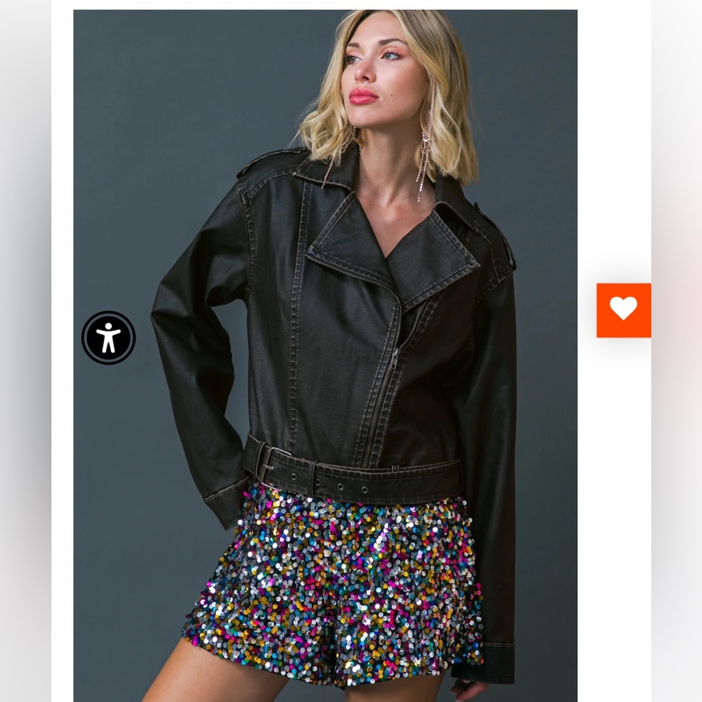 Flying tomato on my way up faux Moto Jacket